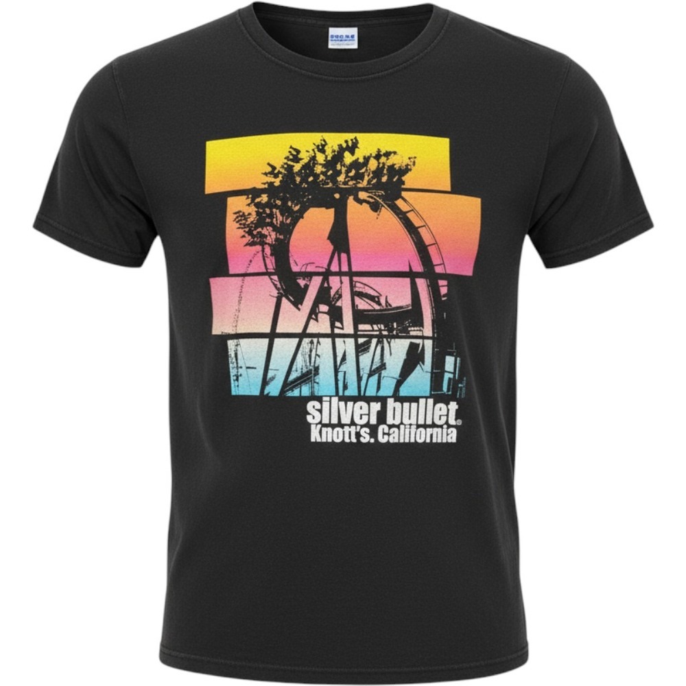 Anvil Silver Bullet Knott's California T-Shirt Mens M Black Good Graphic Tee